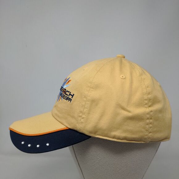 Biloxi Beach Mississippi Bling Strapback Hat Yellow OSFA Embroidered - Picture 3 of 7